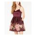 TEEZE ME Womens Burgundy Floral Spaghetti Strap Sweetheart Neckline Mini Fit + Flare Party Dress Size 9\10