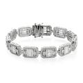 Shop LC 925 Sterling Silver Platinum Plated Princess Cut Baguette Made with Swarovski Zirconia Bracelet Engagement Wedding Anniversary Bridal Formal Jewelry Gifts for Women "