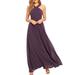 Women Solid Formal Chiffon Maxi Dress Cross Halter Off Shoulder Elegant Evening Party Gown Dress