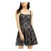 SPEECHLESS Womens Black Lace Shimmering Spaghetti Strap Square Neck Short Fit + Flare Party Dress Size 11