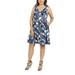 24Seven Comfort Apparel Emi Blue and White Plus Size Dress