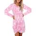 UKAP Autumn Casual Long Sleeve T-shirt Dress For Women Tie Dye Print Tunic Dress Ladies Cocktail Club Smock Top Dress Holiday Party Casual Loose Shirt Swing Dress