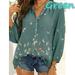 Women's Large Size Loose Blouse Ladies Blouse Tops Casual V-neck Nine-point Sleeve Shirts