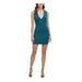 GUESS Womens Teal Sleeveless V Neck Mini Body Con Cocktail Dress Size XXL