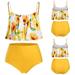 Iuhan Women Padded Swimwear Plus Size Ruffled Sunflower Print Swimsuit Tankini Set