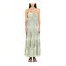 MICHAEL KORS Womens Green Paisley Sleeveless Halter Maxi Fit + Flare Dress Size M