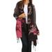 Sakkas Ontario double layer floral Pashmina/ Shawl/ Wrap/ Stole with fringe - 1-Black - One Size Regular