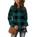 Vintage Buffalo Plaid Tops for Women Long Sleeve Stretchy Tunic Top Plaid Shirt Ladies Casual Pullover Shirts Tops