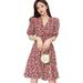 Women's T Shirt Dress Floral Print Very Loud Short Sleeve Wrap Front Empire Waist V Neck A Line Boho Kimino Gowns Casual Fashion Short Swing Dresses Spring Summer Cocktail Party Club Beach, M-XL