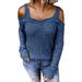 Women Knitted Sweater Off shoulder Pullover Long-sleeve Tops Cozy Loose Warm Jumper Autumn