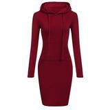 Xingqing Womens Hooded Bodycon Sweatshirt Ladies Hoodies Long Sleeve Casual Jumper Dress