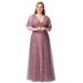 Ever-Pretty Women's Ruffles Sleeve A-Line Lace Appliques Long Mother of the Brides Dress 07342 Orchid US16