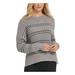 DKNY Womens Gray Striped Long Sleeve Crew Neck Sweater Size M