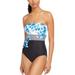 Calvin Klein GREY BLUE COMBO Strapless Printed One-Piece Swimsuit, US 18