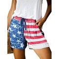 Avamo Women Camo Pockets Shorts Drawstring Casual Elastic Waist Camouflage Shorts Summer Beach Short Pants American Flag 5XL