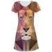 Low-Poly Lion All Over Juniors V-Neck Dress