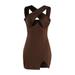 Listenwind Womens Sexy Crisscross Cutout Bodycon Dress Hollow Out Wrap Slim Fit Ruched Bodycon Club Night Mini Dresses