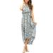 Beach Maxi Dress for Womens Summer Pleated Tie Waist Elegant Asymmetrical Hem Sundress Ladies Casual Loose Dress