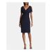 RALPH LAUREN Womens Navy Short Sleeve V Neck Knee Length Sheath Formal Dress Size 4