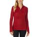 Cuddl Duds Women's Fleecewear With Stretch Long Sleeve Half Zip Hoodie, Deep Red, Large