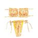 Loliuicca Women Bandeau Bra Bikini Sets Solid Color Lace Up Hollow Out 2 Pcs Swimsuit Sets