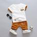 T Shirts Pants Set for Boy Short Sleeve Round Collar Cute Cartoon Prints Tee Shorts Trousers Sets Soft Infant Toddler Kids Children Summer Outfits White L/100/10