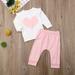 Cute Autumn Newborn Infant Baby Girl Clothes Heart Print Tops Pants 2Pcs Outfits Sets Baby Costume Infant Clothing Set 0 to 24M