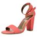 TOETOS Women's Classic Ankle Strap Open Toe Sandals Mid Chunky Heel Buckle Pump Sandals STELLA-02 CORAL Size 6.5
