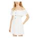 SPEECHLESS Womens White Pocketed Short Sleeve Off Shoulder Mini Fit + Flare Dress Size S