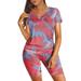 Womenâ€™s Fashion Tie-dye Short Sleeve T-shirt and Shorts Sport Set