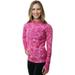 Aqua Design Women Long Sleeve Sun Protection Rash Guard Swim Surf Snorkel Shirt with Thumb Holes: Pink Water size XL