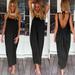 Boho Women Dress Plunge Backless Round Neck Sleeveless Long Maxi Gown Casual Beach Holiday Sundress