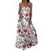 LAPA Women Sleeveless Round Neck Printing Long Dresses Casual Summer Beach Maxi Dress Sundress