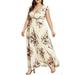 Sexy Dance Women's High Waist Maxi Dresses V Neck Elastic Waist A-Line Dress Chiffon Print Dresses Casual