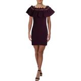 BCX Womens Purple Lace Spaghetti Strap Off Shoulder Short Sheath Party Dress Size 15
