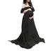 Sexy Dance Womens Off Shoulder Maternity Dress Ruffles Elegant Gowns Relax Fit Maxi Photography Dress Black XXL(US 14-16)