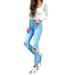 NHT&WT Women's High Waist Skinny Stretch Ripped Jeans Distressed Denim Casual Boyfriend Jeans With Hole Ankle Length Pants
