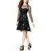 Taylor Womens Embroidered Mini Cocktail Dress Black 12