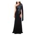 XSCAPE Womens Black Embellished Sleeveless Asymmetrical Neckline Full-Length Evening Dress Size 6P