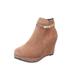 UKAP Women's Solid Color Ankle Boots Fashion Shoes Wedge Boots Anti-Slip Booties Zipper