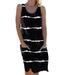 Colisha U Neck Dress for Women Sleeveless Striped Tank Midi Dress Lady Loose Baggy Beach Sundress