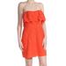 FREE PEOPLE Womens Orange Lace Floral Sleeveless Strapless Above The Knee Sheath Dress Size 6