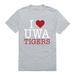 I Love UWA University of West Alabama Tigers T-Shirt Heather Grey X-Large