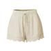 Sexy Dance Women Summer Shorts for Women Mid Waist Casual Shorts Lace Stitching Elastic Waist Short Pants Off-White 5XL=SU 20