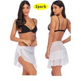 YEYELE 2 Pack Women Solid Color Skirt Ruffled Wrap Beach Cover Up Wrap Skirt Beachewear Swimsuit Shorts Skirt