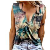 New Women's Summer Sleeveless Butterfly Print Blouse Shirt Buttons Sexy V Neck Off Shoulder Pullover Tops