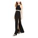 MY MICHELLE Womens Black Slitted Sleeveless Halter Full-Length Fit + Flare Formal Dress Size 1