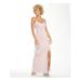 ELIZA J Womens Pink Glitter Slitted Spaghetti Strap Sweetheart Neckline Full-Length Sheath Formal Dress Size 8