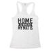 Women's Yoga Tank Top "Home Is Where My Mat Is" - Burnout Tank Top - Gift - Funny Threadz, White, Small