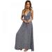 Saient V-Neck Halter Floral Print Strap Dress Long Skirt Bohemian Hanging Neck Dress